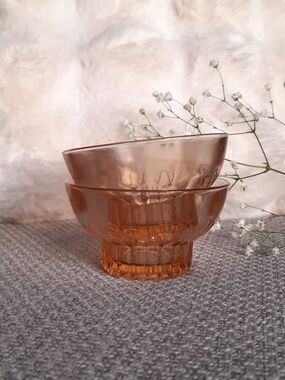 Vintage Pink Depression Glass Dessert Bowls - Set of 2